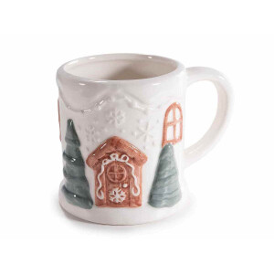 Set 4 cani Craciun ceramica multicolora  Ø 9,5 cm x 10 H, 450 ml