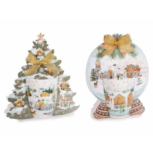 Set 8 cani Craciun portelanmulticolor Village Ø 8 x 10,5 H, 300 ml