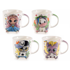 Set 4 cani portelan Kids 9x9.5 cm, 350 ml