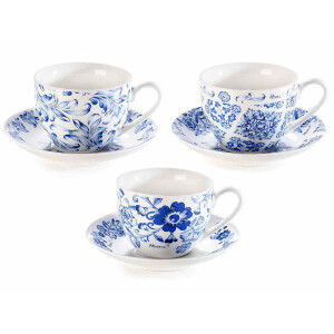 Set 3 cesti portelan alb albastru 9x7 cm, 250 ml