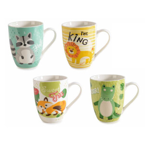 Set 4 cani portelan Kids Animal 8.5x10.5 cm, 350 ml