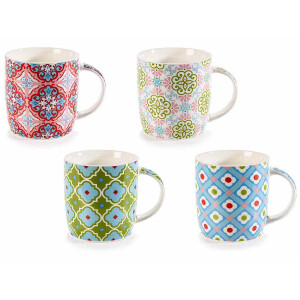 Set 8 cani portelan multicolor Geometric 8.5x9 cm 350 ml