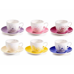 Set 12 cesti ceramica multicolora 6.5x5 cm, 80 ml