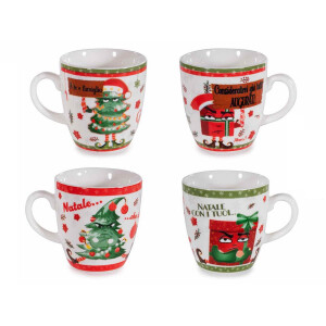 Set 4 cani Craciun portelan multicolor Ø 5,5 cm x 6 H, 70 ml