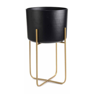 Ghiveci flori metal negru auriu Ø 30 cm x 54,5 H
