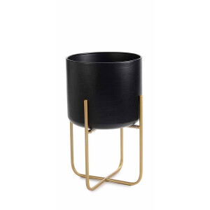 Ghiveci flori metal negru auriu Ø 24 x 42,5 H