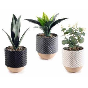 Set 3 plante artificiale in ghiveci 12.5x33 cm