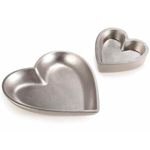 Set 2 tavi decorative lemn auriu Inimioare 21 x 20,5 x 3 H, 11,5 x 11,5 x 3 H