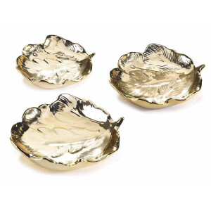 Set 3 platouri decorative ceramica aurie 15.5x16.5 cm, 13x14 cm, 11x12 cm