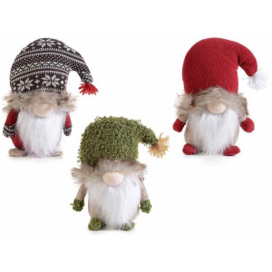 Set 3 figurine Mos Craciun textil multicolor cm 13 x 7 x 18,5 H