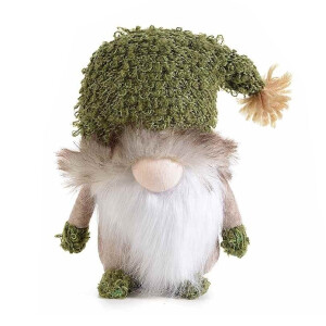 Figurina Mos Craciun din textil verde maro 13x7x19 cm