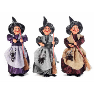 Set 3 figurine Halloween Vrajitoare Befana cu recipient pentru dulciuri cm 12x11x30 H