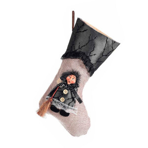 Ciorap decorativ Halloween Befana textil cm 18 x 30 H
