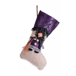 Ciorap decorativ Halloween Befana textil multicolor II cm 18 x 30 H