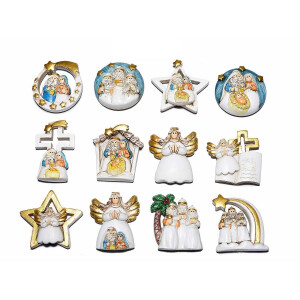 Set 12 decoratiuni religioase polirasina cu magnet 3.5x5.5 cm