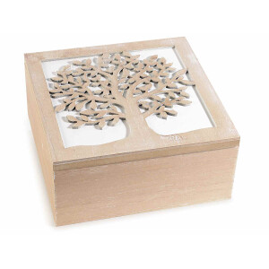 Cutie lemn alb natur 20x20x9 cm