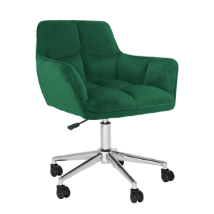 Scaun birou material catifea verde smarald crom Hagrid 63x63x77/86 cm