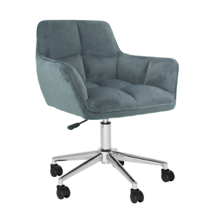 Scaun birou catifea gri crom Hagrid 63x63x77/86 cm