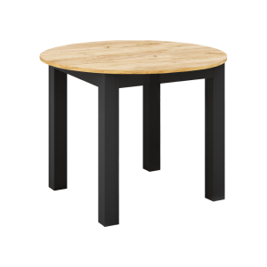 Masa dining extensibila DTD laminat negru stejar craft auriu Harry 103-142x102x76 cm