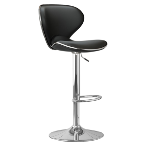 Scaun bar metal crom piele ecologica neagra Hedli 45x51x83-105 cm