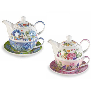 Set 2 ceainice, 2 cesti portelan multicolor 16x10.5x13 cm, 400 ml, 250 ml