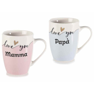 Set 6 cani portelan multicolor 8.5x10.5 cm, 380 ml