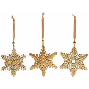 Set 12 ornamente brad Fulgi Nea metal auriu 10.5x12.5 cm