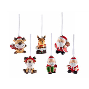 Set 18 ornamente brad Craciun polirasina multicolora 3.5x4x6 cm