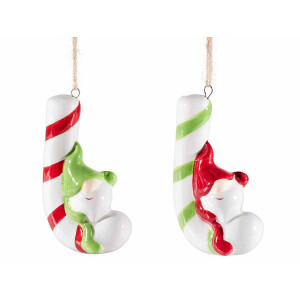 Set 8 ornamente brad Craciun Acadele ceramica multicolora 4x2.5x7 cm