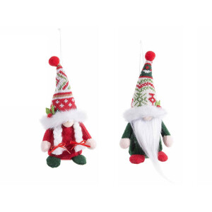 Set 2 figurine Mos Craciun, Craciunita textil multicolor cm9x7x21,5H