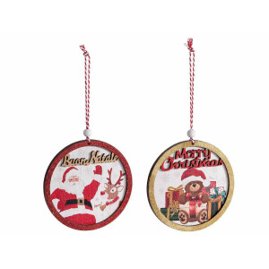 Set 2 ornamente brad Craciun lemn multicolor Ø 10.5 cm