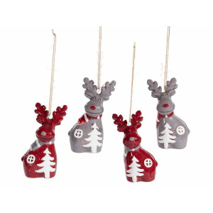 Set 8 ornamente brad Reni ceramica multicolora cm 6 x 4 x 9,5 H