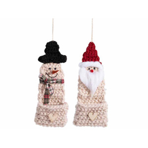 Set 2 figurine Craciun textil multicolor cm 18 x 44 H