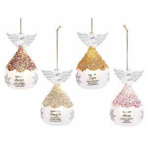 Set 12 ornamente brad Ingeri sticla multicolora cu led Ø 6,5 x 10,5 H