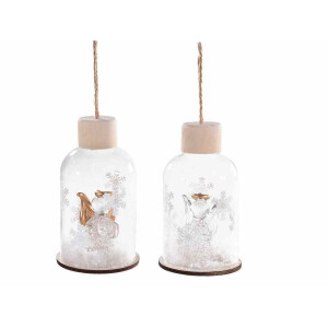 Set 8 ornamente brad Craciun sticla  Ø 6 cm x 10 H
