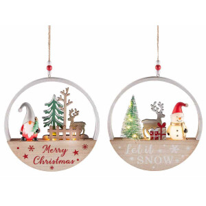 Set 2 decoratiuni cu leduri Craciun 20 cm