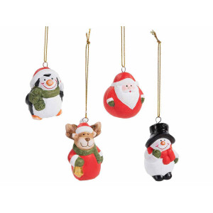 Set 4 ornamente brad Craciun teracota multicolora cm 4 x 3 x 6 H