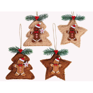 Set 16 ornamente brad Turta Dulce textil multicolor 11x12 cm