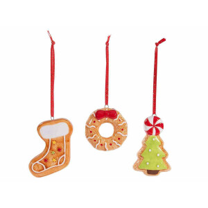 Set 9 ornamente brad Craciun polirasina ceramica cm 4,5 x 2 x 7 H