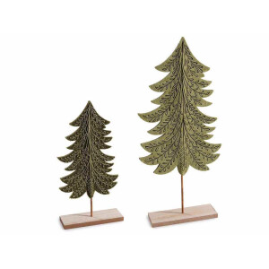 Set 2 Brazi Craciun textil verde lemn natur cm 14 x 5 x 35 H, 13,5 x 4,5 x 25,5 H