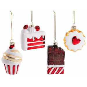 Set 8 ornamente brad Craciun sticla multicolora Ø 6,5 cm x 10 H