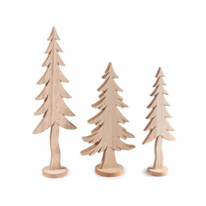 Set 3 brazi Craciun lemn 12x7x40.5 cm, 15.5x8x31 cm, 9.5x6x30 cm
