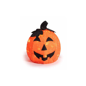 Dovleac Halloween poliester portocaliu negru cu leduri Ø 25 x 29 H