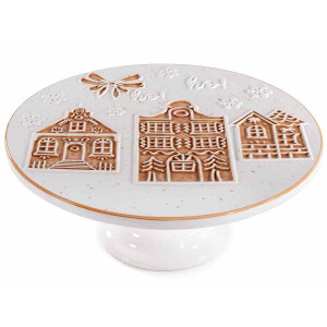 Platou Craciun ceramica alba maro Ø 25 cm x 10,5 H