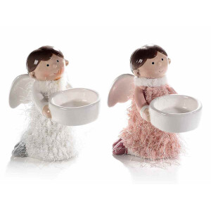 Set 2 figurine Inger cu suport lumanare 8.5x10.5x12 cm