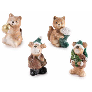 Set 4 figurine Craciun teracota multicolora 6 x 3,5 x 5 H