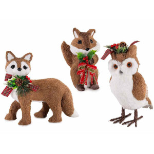 Set 3 figurine fibre naturale multicolore 27x11.5x25 cm
