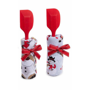 Set 2 prosoape bucatarie si 2 spatule Craciun 38 x 64 H, 28 H
