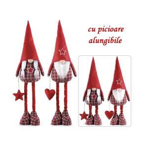 Set 2 figurine Craciunita si Mos Craciun textil 21 x 14 x 94 H