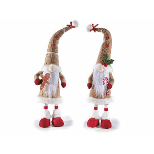 Set 2 figurine Mos Craciun textil multicolor 12x9x49 cm